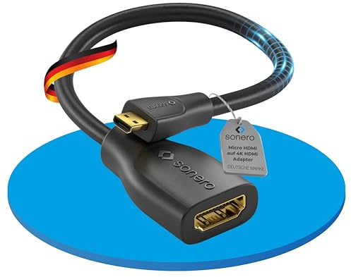 sonero Micro HDMI auf HDMI Adapter, 4K Portsaver C Stecker A Buchse, 0,15 m