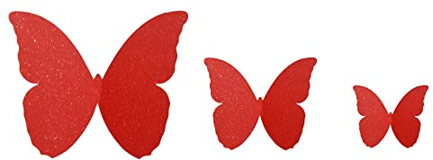 48 stycken 3D-fjärilsväggklistermärken, avtagbara fjärilsklistermärken, väggtatueringar, för hem, bröllopsdekor, vardagsrum, barnrum, flickor, kök, fönster, möbler, fest, väggbordsdekoration, röd