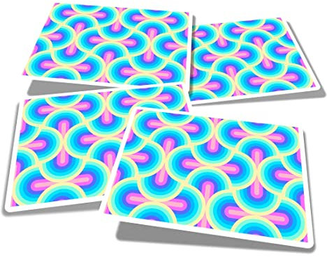 Vinyl Rectangle Stickers (Set of 4) 10cm - Unicorn Rainbow Stripes Mermaid for Laptops, Tablets, Luggage, Scrap Booking, Fridges #53510