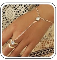 TseenYi Boho-Kristall-Sklaven-Ring goldenes Strass-Finger-Armband, Vintage-geometrisches Sklaven-Armband, offener Ring, Kette Handstück, Schmuck für Frauen und Mädchen Geschenke