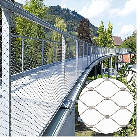 DTVEW 304 Edelstahl-Seilnetz, Multifunktionales Metallgeflecht 1,5mm Drahtdurchmesser, Absturzsicherungsnetz In Großer Höhe, für Football Field Garden(0.8x6m/2.6x19.7ft)