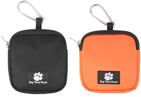 eBasics 2 Pack Small Dog Treat Carrier Pouch for Leash Dog Training Reward Pouch Snack Bait Bag Puppy Walking Treat Poop Bag Holder, Black & Orange