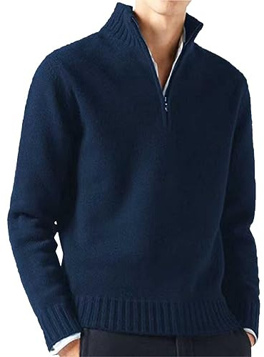 sutelang lurryly Pull Demi-Zip Homme Col V Hiver Chaud Col Roulé à Manches Longues Sweaters Chic Slim Col Zippé Tricoté Pull Couleur Unie Casual Sweat Shirt Confortable Chemise Polo Chandails
