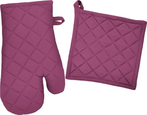 Batik - Set guanto 30x16 cm + presina cucina 30x30 cm - 100% cotone (MALVA)