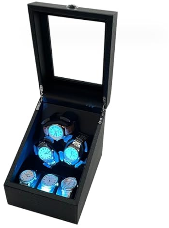 Taitus Automatic Watch Winder, With LED Light Mute Motor, 4 Rotation Modes Automatic Rotator (3 Slots & 3 Display Storage Spaces)