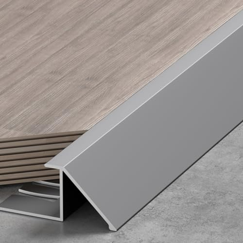 Transition Strip Wood Flooring Transition Ramp Reducer, Indoor Metal Threshold Cover For Uneven Floors/Tiles/Carpet, Laminate Underlay Edge Trimming Bar (Color : Light Gray, Size : 13Mm-15Mm)