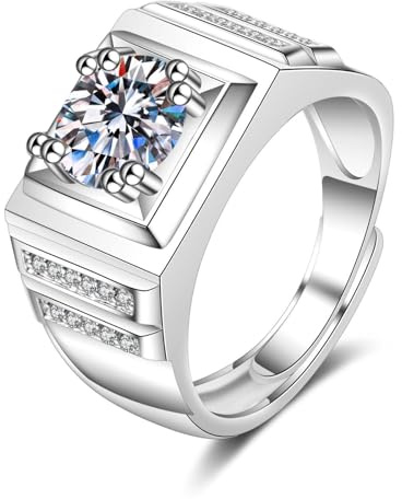 Aotiwe Männer Ringe Silber, Promise Ring Männer Siegelring mit Zirkonia Ring Herren Kleiner Finger Größe Verstellbar