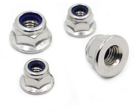 Muttern Sicherungsmuttern Klemmmutter, M3 M4 M5 M6 M8 M10 M12 Schwarz Weiß Carbon Nickel A2 Edelstahl Sechskantflansch Nyloneinsatz Kontermutter Selbstsichernde Nylock-Kontermutter(304 Stainless Steel