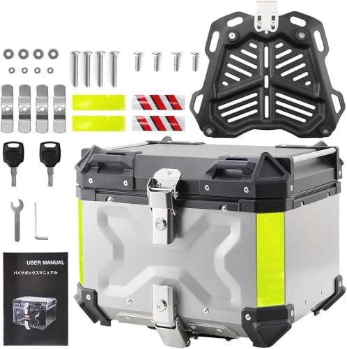 NCONCO Bauletto per Moto, 45L, Impermeabile IP68, Alluminio, Serratura di Sicurezza, per Casco e Bagagli, Montaggio su Sedile