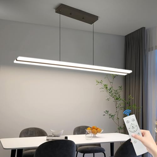 Mikeru Acryl Hänge Lampen Leuchte Esszimmer, 120cm Pendelleuchte Dimmbar Memoryfunktion 10% bis 100% Beleuchtung Hängeleuchte 3000k/4500k/6000k Esszimmer Hängelampe LED Weiß für Wohnzimmer, Küche