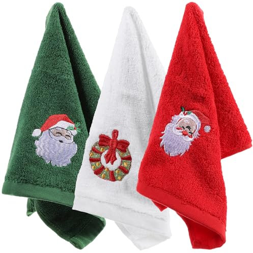 4 Stück Weihnachtshandtücher Dekorative, Gästehandtücher Weihnachten, Weiches Und Besticktes Geschirrtücher Weihnachten für Badezimmer Hausküche Party Reinigung Dekoration Geschenk(32 X 45 cm)