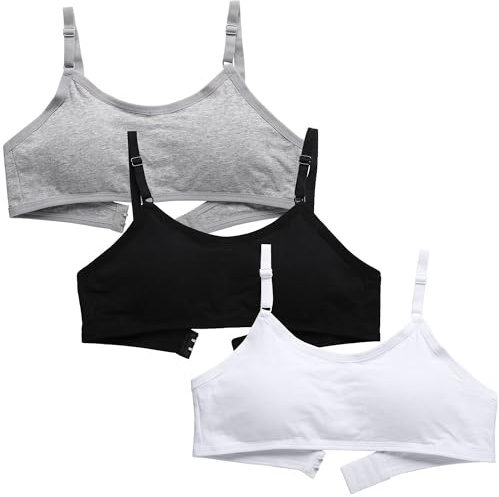 Teen Girls Training Bras Wireless Light Padded Sports Underwear Halter Vest Bralettes with Adjustable Strap for Age 10-16