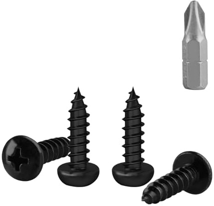M4-Schrauben-Set, schwarzes Holzschrauben-Sortiment, selbstschneidende Schrauben, Kreuzschlitz-Rundkopfschrauben, Halsspannkopf-Schrauben, sortiertes Schrauben-Set für Mauerwerk, Terrassendielen,