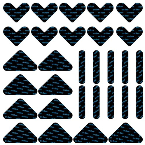 30 Stück Antirutschmatte für Teppich, Wiederverwendbare Antirutschmatte | 10 Herzförmige Rutschmatte 10 Rund Teppich Klebeband +10 Dreiecke Antirutsch Pads, Waschbare