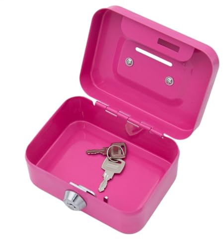 Wusideday Geldkassette aus Stahl mit 2 Schlüsseln, Spardose mit Schloss, Abschließbare Kleine Metallkassette, Kleine Geldkassette mit Münzschlitz, Tragbare Kleine Schlossbox | Safe Lock Box Portable Coin Collection for Daily Sales Home Office Lockable Secure Metal Storage Savings Bank