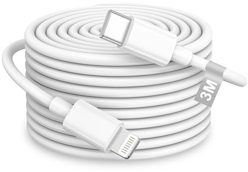 Cable USB C a Lightning 3M[Certificado A-pple MFi], Cable iPhone Carga Rapida 3M Largo Cable Cargador iPhone Cable Lightning USB C Cable Tipo C para iPhone 14 13 12 11 Pro Max/Mini/XS/XR/X/8/SE/iPad