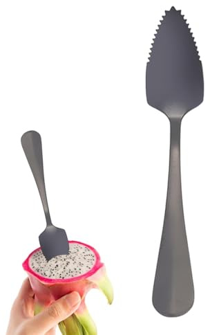 Kustimantu Cucharas de pomelo de acero inoxidable dentadas, cucharas de pomelo - Cucharas de postre con mango largo dentado - Herramienta de cocina de platería, utensilio para