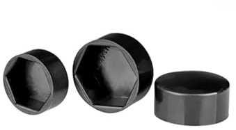 Sechskantmutter Flachkopf Kunststoff-Schutzkappe Außensechskantschraube Niedriger Kopf Dekorative Kappe Staubdichte Abdeckung(Black,5pcs 45X25XM30)