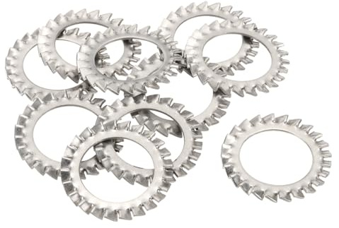 PATIKIL 10Pcs Arandelas De Bloqueo Con Dientes Externos M30 Plateado | Juego De Arandelas De Seguridad Dentadas De Acero Inoxidable 304, Para Sujetadores Y Retenedores