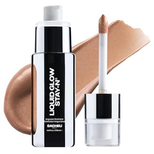Sacheu Liquid Glow STAY-N Liquid Highlighter & Illuminator Makeup — 30ml Long Lasting Luminous Glow Lightweight Dewy Finish, Sun Beam