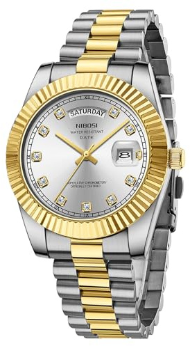 NIBOSI orologio uomo analogici al quarzo in acciaio inossidabile oro rosa argento orologi uomo impermeabili classici da lavoro Orologi da polso di design con giorno e data