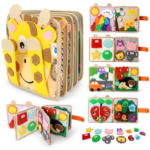 KETIEE Busy Board från 1 år Montessori leksak baby barnleksak babyböcker mjuk filt motorikleksak pedagogisk leksak Busy Book från 1–6 år, gåva för flickor pojkar