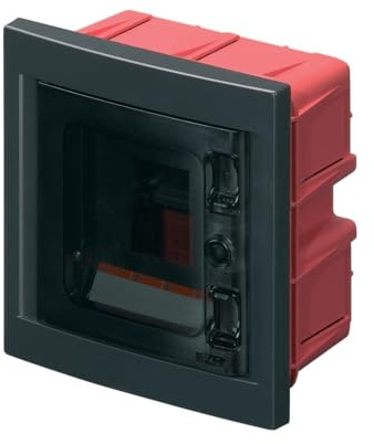 Tableau électrique IP40, montage encastré, 4 modules, 154 x 160 x 80 mm, cadre noir, armoire avec porte transparente fumée, boîte de distribution pour installations électriques, professionnel