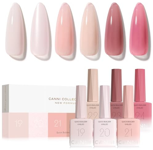 CANNI Gel Construction Ongle UV Quick Builder Gel natur couleur Rose clair, violet, beige, corail Vernis Gel UV Semi Permanent pour Réparation de Manucure Kit Manucure Nail Extension