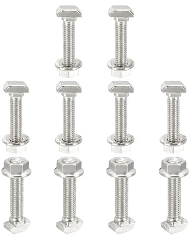 PATIKIL 10 Ensembles Boulons À Fente En T M5x25mm Argent | Boulon À Tête Marteau À Encoche Avec Écrous À Collier Hexagonaux, Tige Filetée Coulissante Pour Profilé En Aluminium Série 20