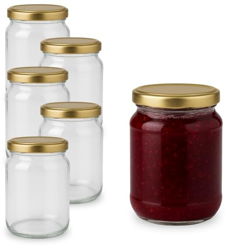 PALUPLUS 6 Barattoli in Vetro con Coperchio da 500 ml, Misura 9x12 cm, Vasetto vuoto con tappo twist off a Chiusura Ermetica, vasi sottovetro per marmellate, conserve, bomboniere -6649F -3,1