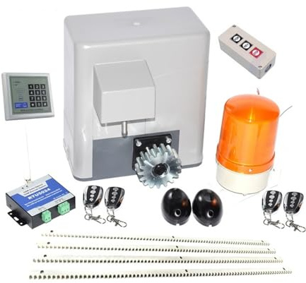 CFWWSAQ Sliding Gate Opener, 600kg Door Automatic Sliding Door Opener Electric Operator Wheeled Machine Door Safety Kit With 4m Steel Frame(KIT6)