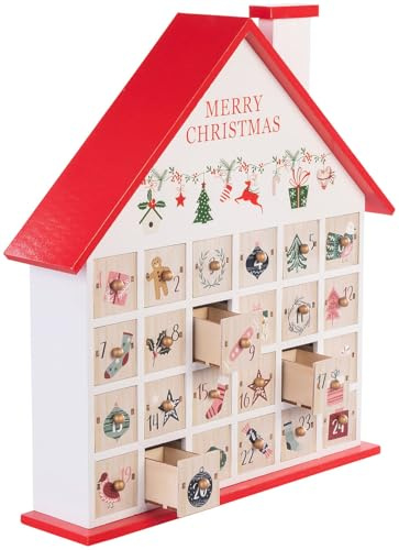 infactory Weihnachtskalender: Adventskalender Haus zum Befüllen, wiederverwendbar, Holz (Advent Kalender Kinder Mädchen, Advent Kalender für Männer, Schublade)
