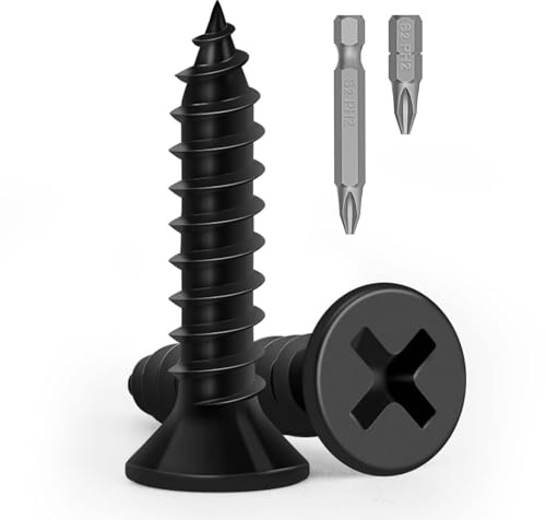 Boltmax 100 Stück Holzschrauben M5 x 16mm, Senkkopfschrauben Kreuzkopf mit PH-Antrieb Bit, Flachkopfschrauben Schwarz Verzinkt, Blechschrauben, Schnellbauschraube, Selbstschneidende Schrauben
