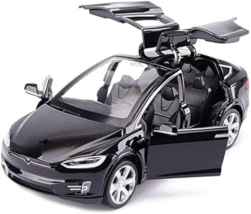 zingking Modellauto 1:32 Tesla Model S Alloy Pull-Back-automodell, Tesla Model X 90 1:32 Fahrzeug Legierung zurückziehen Spielzeugauto mit Sound & Light Toy (schwarz)