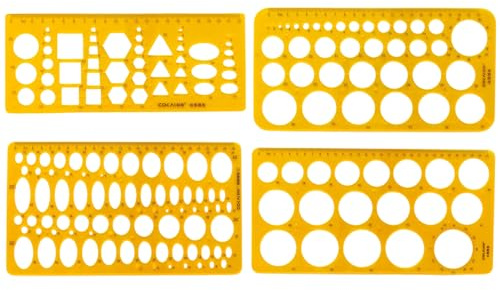 4PCS Kreisschablone zum Zeichnen, Transparent Orange, Lochschablonen für Geometrische Muster und Zeichnungen, Ideal für Büro, Schule, Architektur und Kunstdesign, Maße: Verschiedene Größen