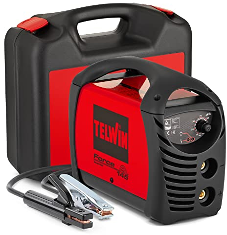 Telwin 815856 Force 145 Saldatrice Inverter ad Elettrodo Completa di Accessori in Valigetta, 230 V, Rosso, Force 145 in valigetta