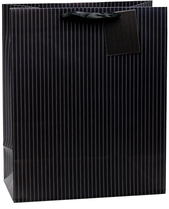 TSI Sac cadeau Série Rayures fines, lot de 12, taille : grand (32 x 26 x 13,5 cm), N° d'art. 86310