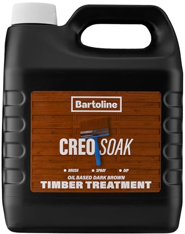 Bartoline Creosoak Dark Brown 4L – Oil-Based Wood Treatment & Preserver for Fences, Sheds, & Timber Long-Lasting Exterior Stain, Weatherproof, Water-Repellent Finish.