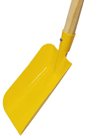 Land-Haus-Shop Barnträdgårdsverktyg 1 av 8, trädgårdsverktyg för barn spade, kvast, rafta, lövvisp, kryck, kultivator, dubbla hackar, spade, metall med trähandtag (spade gul)