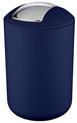 WENKO Petite poubelle salle de bain, poubelle à couvercle basculant Brasil L, 6.5L, bleu, Ø 19,5 x 31 cm