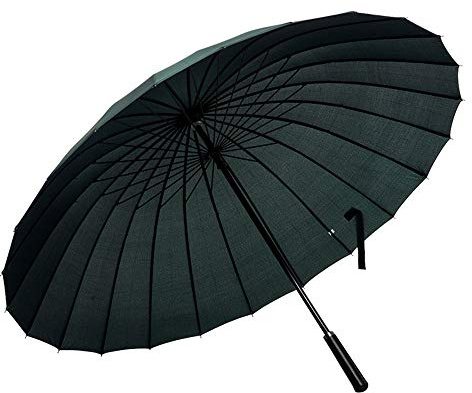 Lancoon 24 Rippen GroßEn Regenschirm, Mode Langen Griff Geraden Regenschirm, Anti-Uv-Sonne/Regen KS07Green