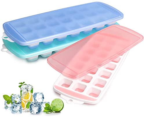 Silicone Ice Cube Tray with Lid - Mini Silicone Ice Tray with Lid,Small Ice Cube Tray,Tiny Ice Cube Trays for Iced Coffee,Baby Food,BPA Free,Easy Release