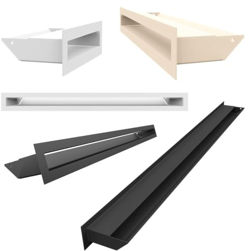 Grille de Ventilation KRATKI AIR | Grille d'air Chaud 9 x 20 cm | Blanc | Grille d'extraction pour Ventilation de cheminée | Prise d'air à Un Angle de 45 degrés | résistant à la surchauffe
