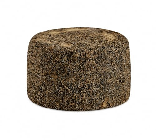 Formaggio Nero di Sicilia | Typisch sizilianischer Ziegen- und Schafskäse | 450 gr | Verfeinert mit schwarzem Pfeffer | Italienischer Käse