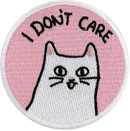 Urbanski Patch Lustige Katze I don't care zum Aufbügeln 7 x 7 cm | Aufnäher Applikation Bügelbild