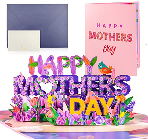Mothers Day Card,Pop-Up-3D-Grußkarte,Karte zum Muttertag mit Umschlag | Muttertag Pop Up Karte,Muttertagskarte mit Happy Mother's Day-Logo Für Ehefrau, Freundin, Tante, Schwester