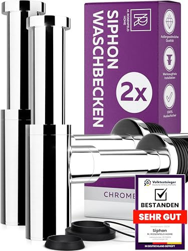 Siphon Waschbecken 2 Stk Set - Premium Design Siphon aus Edelstahl und Messing M. ROSENFELD HOME