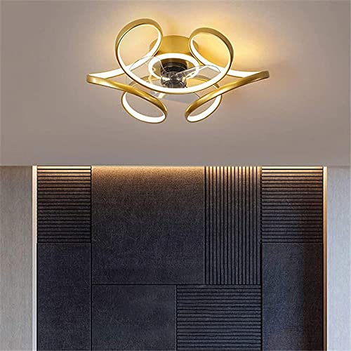 21.6'' Flush Mount LED Ceiling Fan with Light - Dimmable, Remote Control, 3 Color & 3 Speed, Modern Mute Timing for Bedroom, Living Room, Kids Room