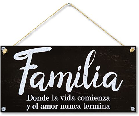 CARISPIBET Familie, wo das Leben beginnt und die Liebe, niemals die Dekoration des Hauses, dekoratives Wandschild, 15 x 30 cm