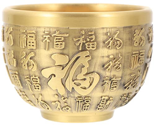 Milisten Home Decor Brass Chalice Cup Bowl Feng Shui Golden Treasure Basin Copper Buddhist Water Offering Bowl Holy Water Dish Gold Ashtray Decor 2023 Wealth Statue